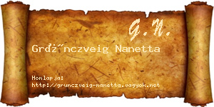 Grünczveig Nanetta névjegykártya
